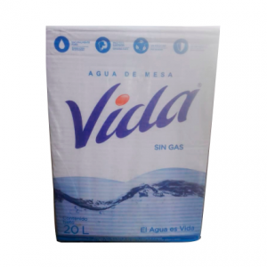 Caja de agua de mesa vida  20 lt. descartable