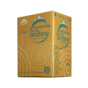 Caja de agua mineral Manantial de los Andes 20 litros envase retornable